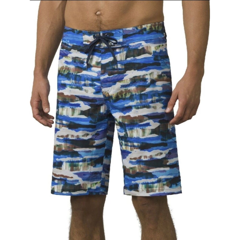Prana Sediment Board Shorts Vortex Blue UPF 50 Men’s Size 34